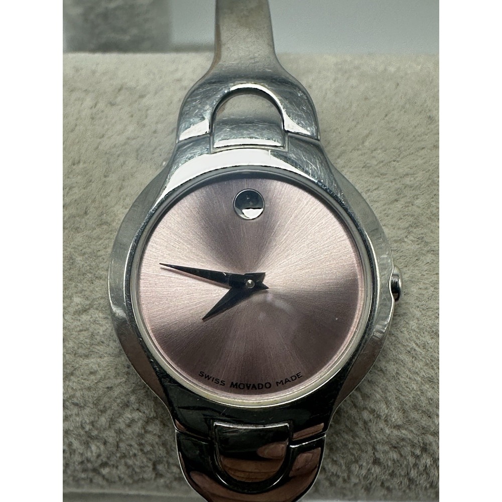 Movado Kara 84A11846 New Battery Pink Dial Ladies Watch 24MM 6" R64